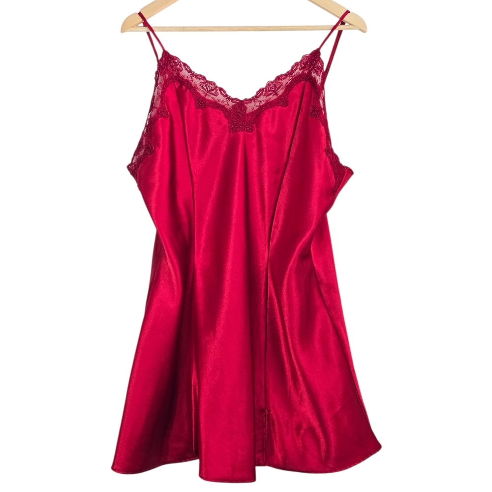 *VTG* SECRET TREASURES PLUS Slip Dress, Vintage XL Red Slip Dress Nightgown